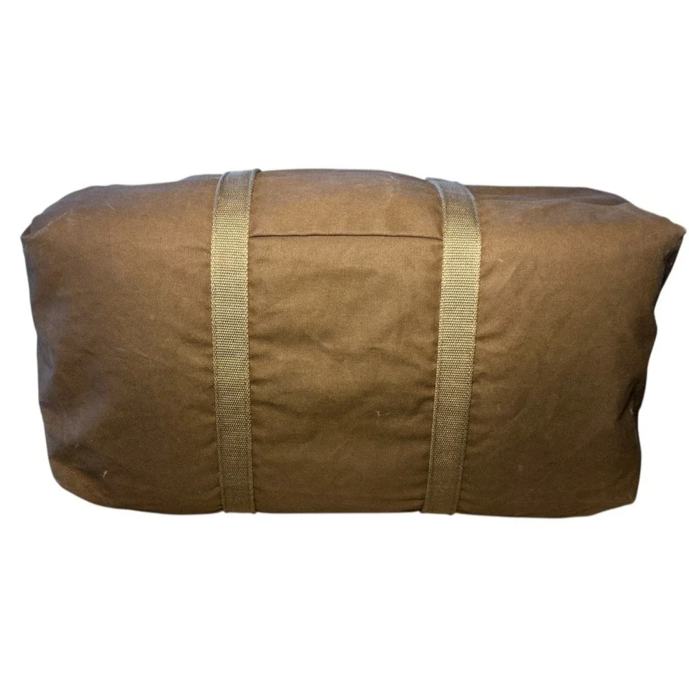 Lands End Waxed Canvas Duffle Bag Brown Heavy Duty Travel Vacation Gym